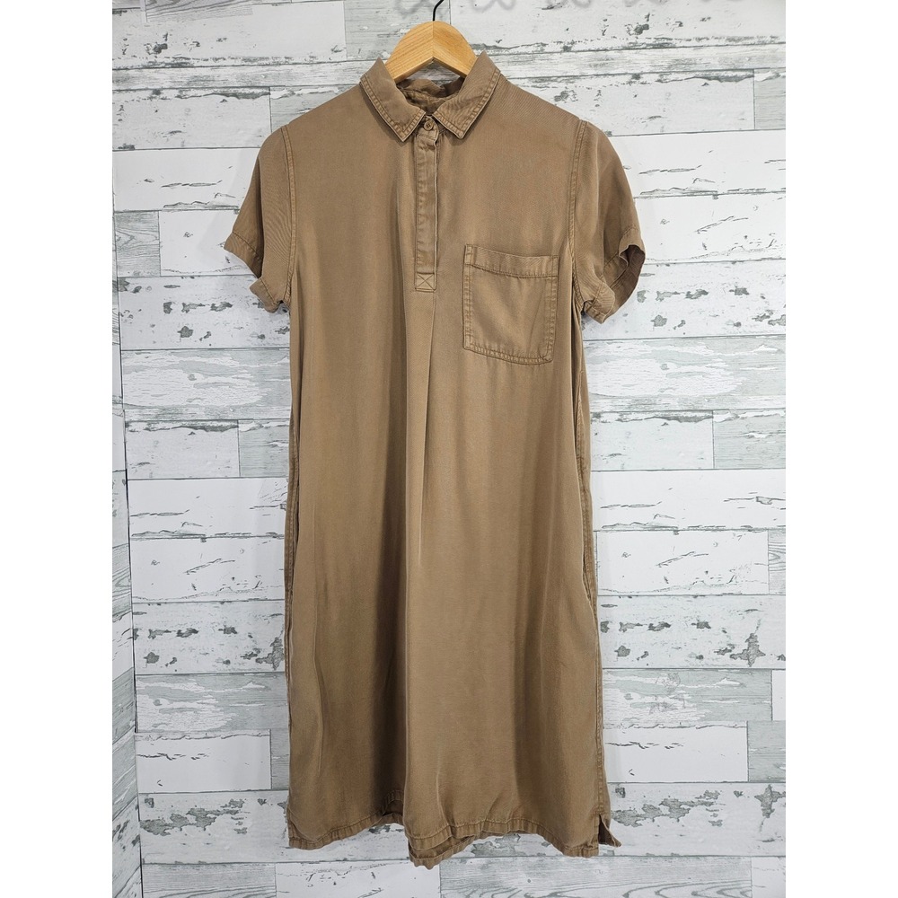 Gap Womens Tan Brown Short Sleeve Utility Shirt Dress With Pockets Size S